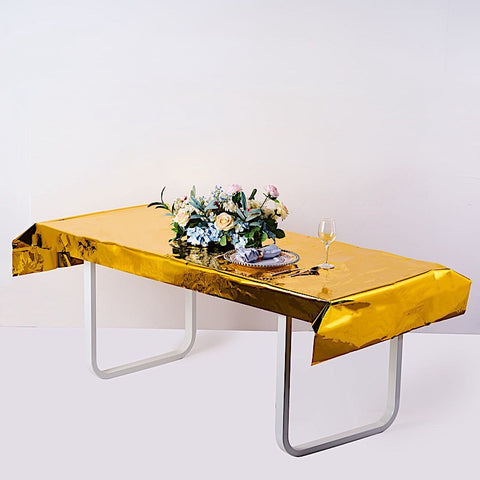 40x90 in Metallic Rectangular Disposable Plastic Tablecloth