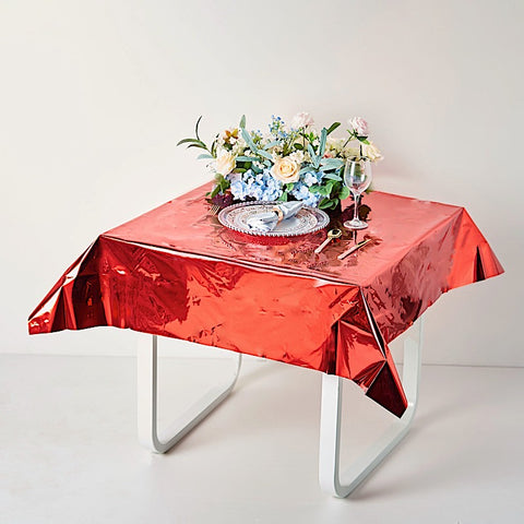 50x50 in Metallic Square Disposable Plastic Tablecloth