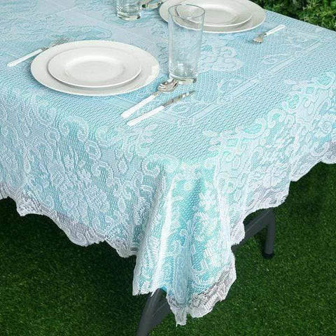 54 x 72 inch White Floral Lace Rectangular Tablecloth
