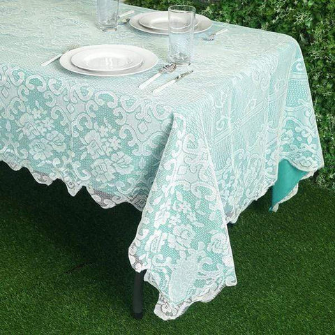 60 x 108 inch Ivory Floral Lace Rectangular Tablecloth