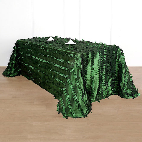 Green Taffeta Tablecloth with Leaf Petals Design