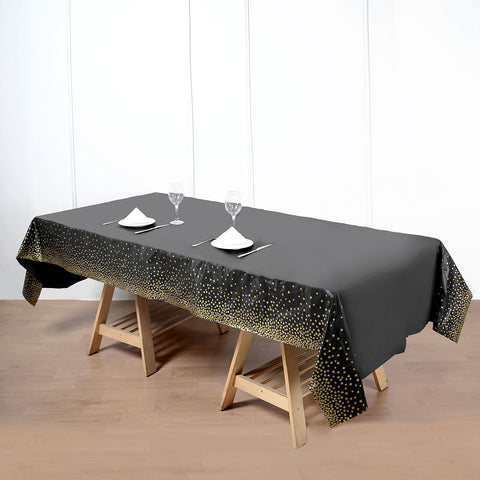 54x108 in Rectangular Disposable Plastic Tablecloth with Confetti Dots