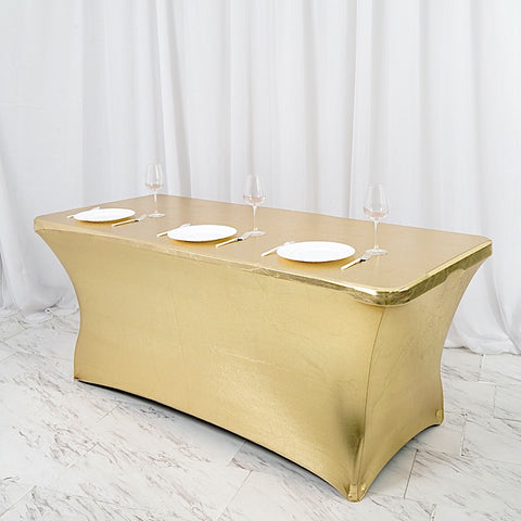 6 feet Fitted Spandex Tablecloth Metallic Table Cover
