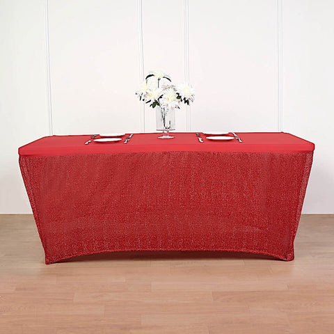 6 feet Fitted Spandex Tablecloth Ruffled Metallic Table Cover