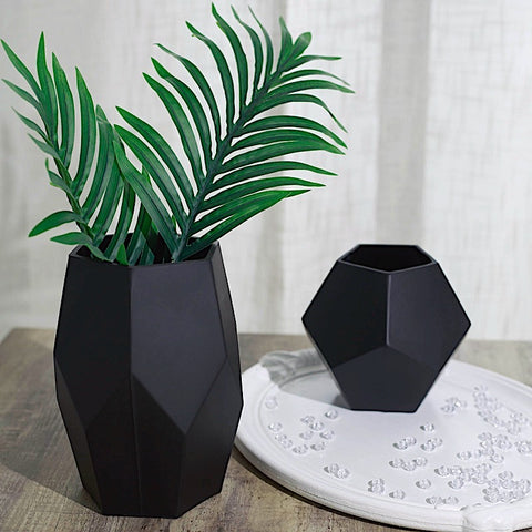 2 Matte Geometric Glass Flower Vases Candle Holders Centerpieces