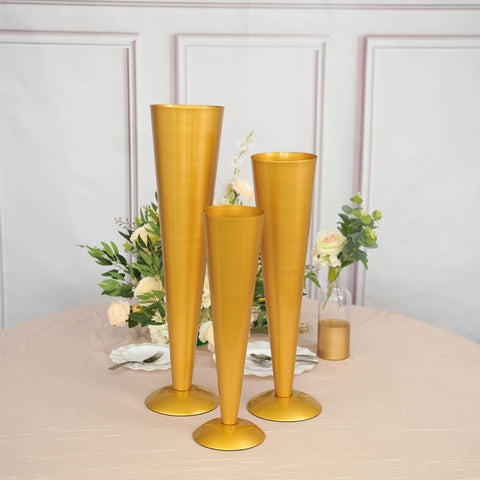 Gold Metal Trumpet Flower Vase Centerpiece