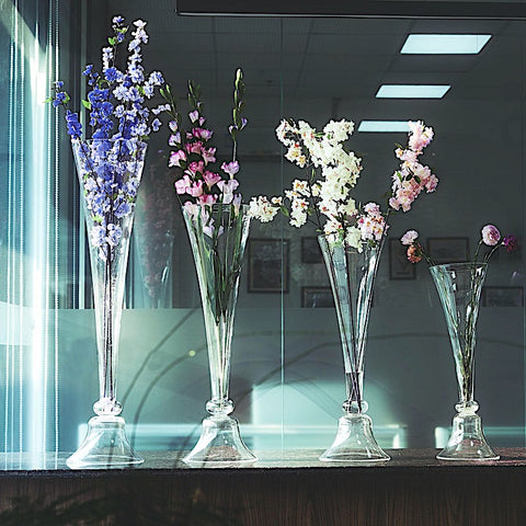 Clear Reversible Glass Trumpet Vases Centerpieces