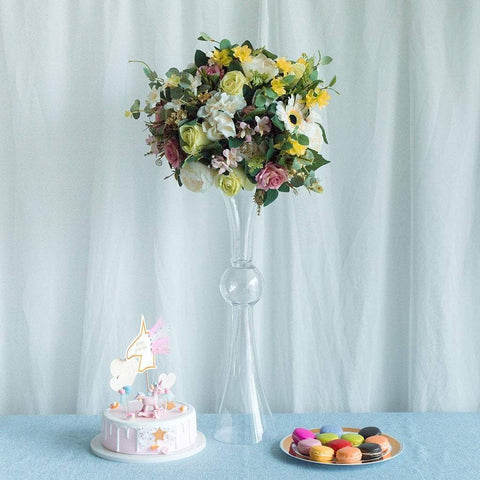 2 pcs 24 in tall Mercury Glass Trumpet Centerpiece Vases