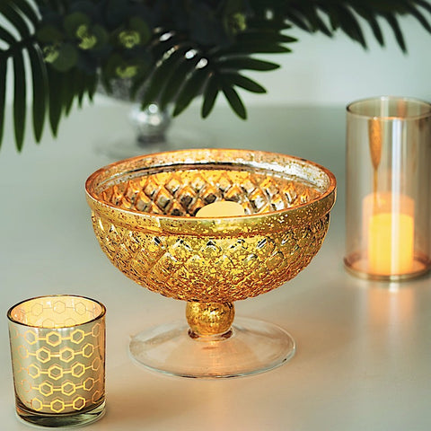 Compote Vase Mercury Glass Bowl Centerpiece