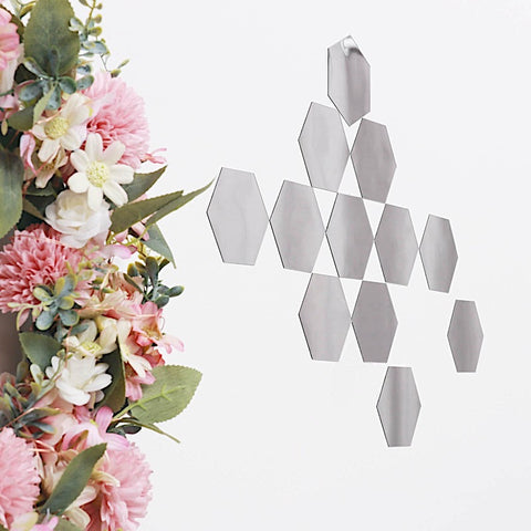 12 Silver Geometric Mirror Stickers Acrylic Removable Wall Decals