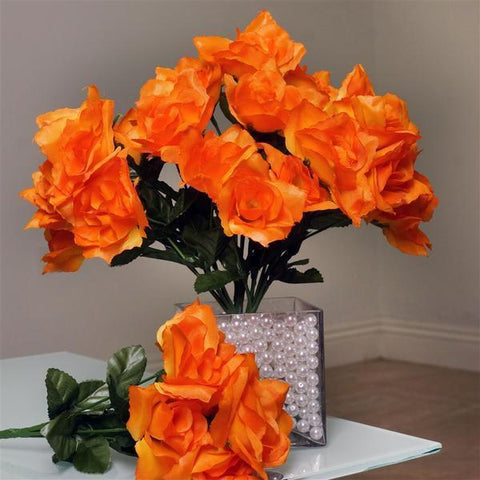 Orange 84 Silk Open Roses