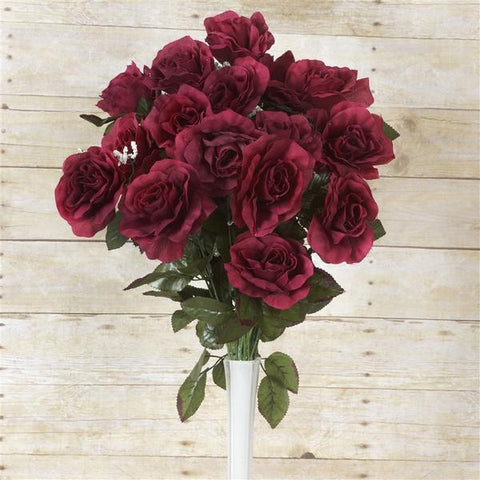 96 Burgundy Extra Large Silk Open Roses