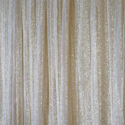 20 feet x 10 feet Champagne Sequin Backdrop Curtain