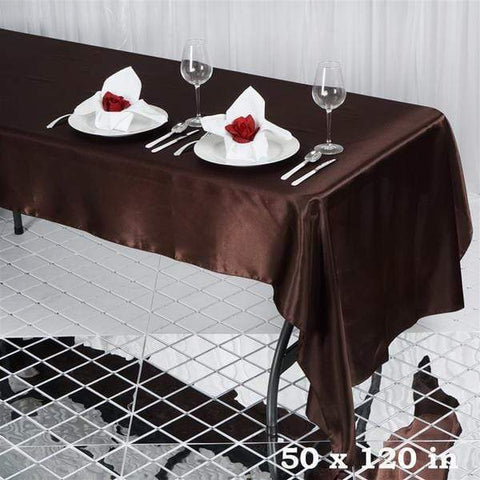 Chocolate Brown 50x120" Satin Rectangle Tablecloth
