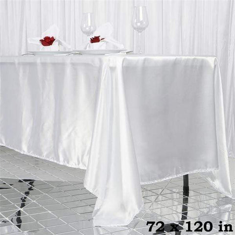 White 72x120" Satin Rectangle Tablecloth