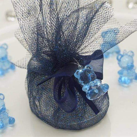 144 pcs Blue Plastic Teddy Bears Boy Baby Shower Favors