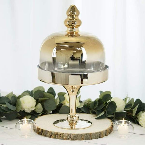 19 in tall Round Ombre Glass Cake Stand with Cover