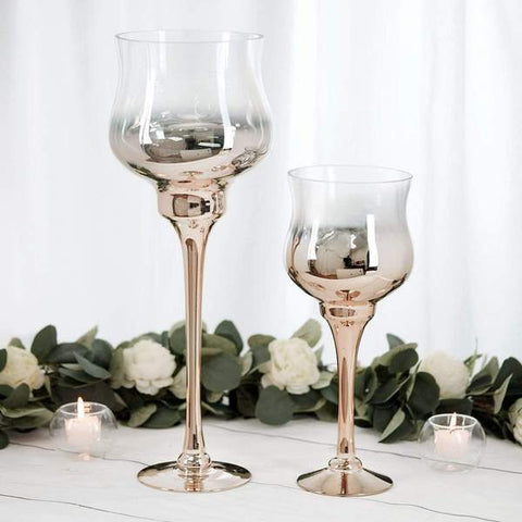 2 Wine Glass Pillar Candle Holders Centerpieces