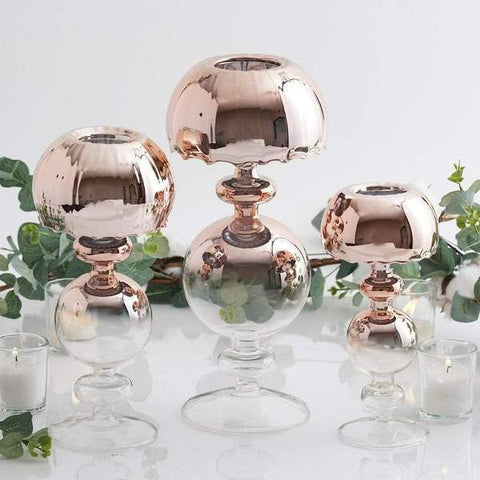 3 Globe Tealight Ombre Glass Candle Holders Centerpieces