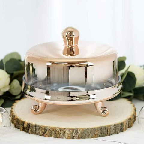 9 in tall Round Ombre Glass Cake Stand with Cover
