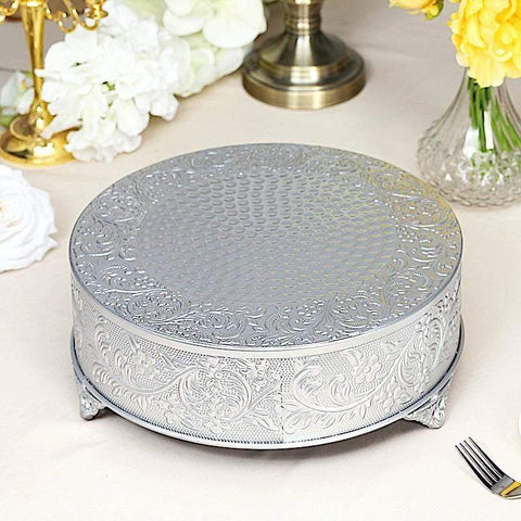 14" wide Round Floral Embossed Wedding Cake Stand