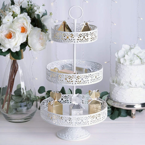 23 in tall 3 Tier Metal Round Reversible Cupcake Stand