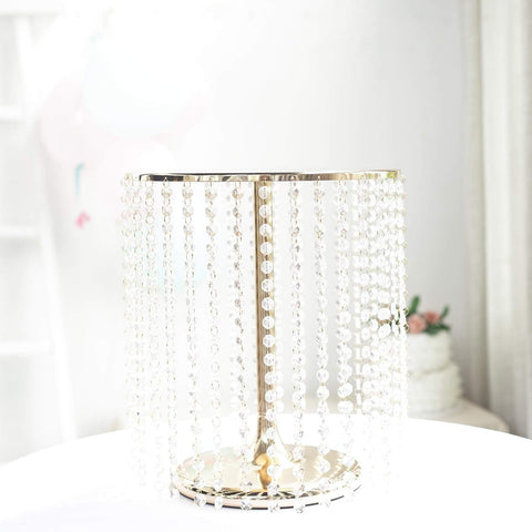 16 in tall Crystal Pendants Metal Cake Stand