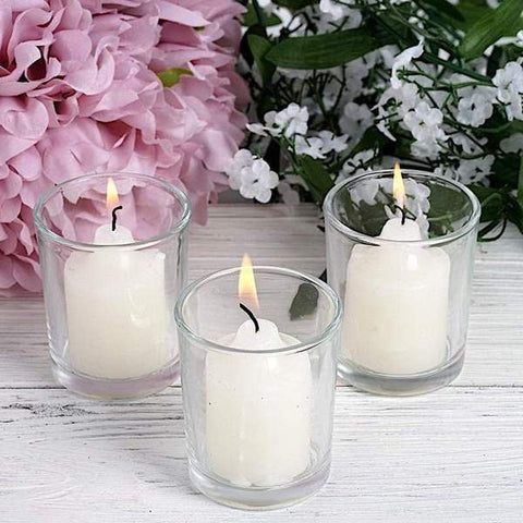 12 pcs Round Votive Tealight Candles with Clear Glass Holders