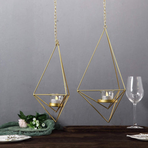 25.5 in tall Jointed Geometric Stand with Tealight Votive Glass Candle Holders
