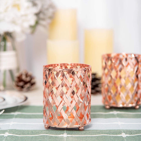 2 pcs 4 inches tall Round Metal Votive Candle Holder
