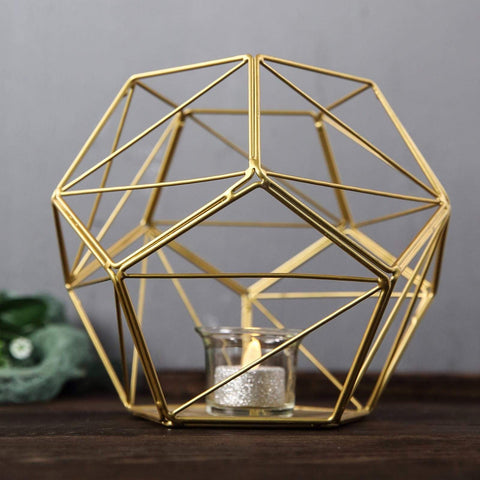 7" tall Geometric Candle Holder Metal Terrarium Vase