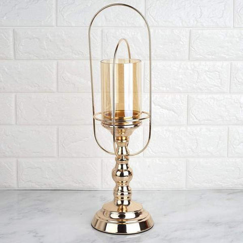 Gold Coiled Metal with Glass Candle Holder Centerpiece