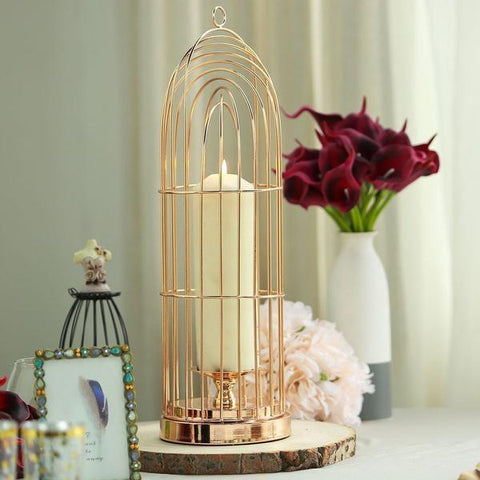 Gold Bird Cage Candle Holder Centerpiece