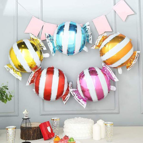 Assorted Stripes Candy Mylar Foil Balloons