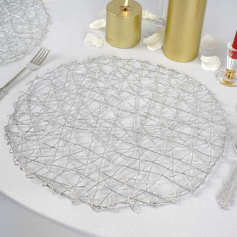 6 pcs 15" wide Round Metallic String Placemats
