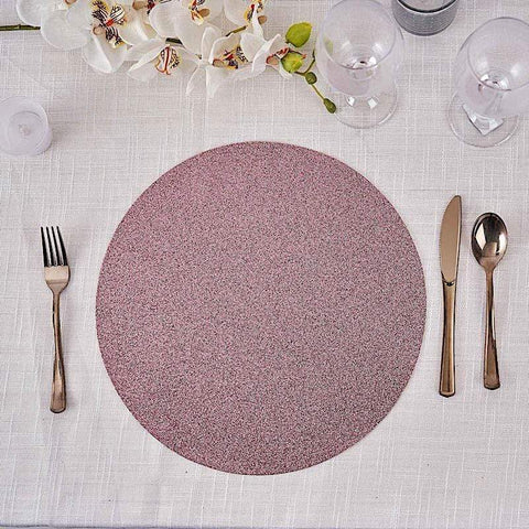 Round Glittered Faux Leather Placemats