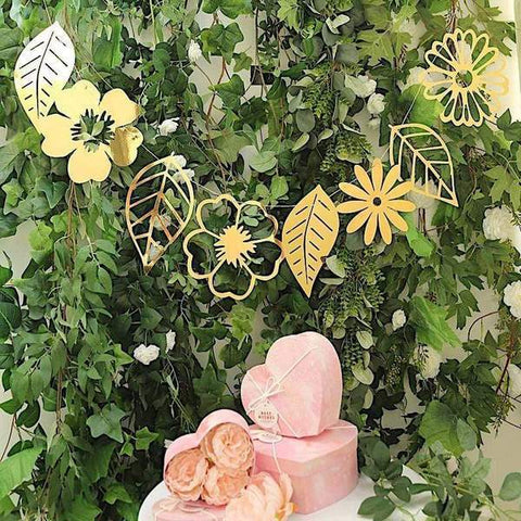 7 feet long Large Flowers and Leaves Metallic Paper Garland