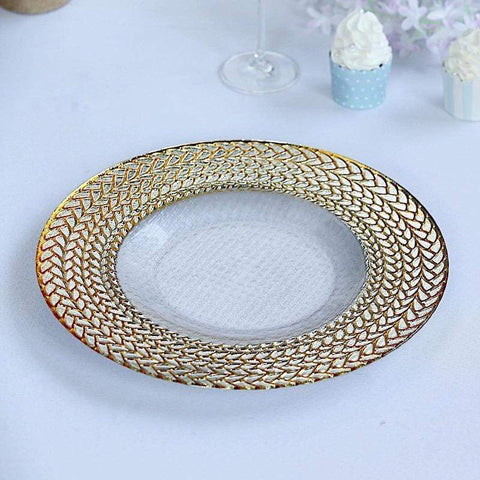 8 pcs 13 in Rimmed Glass Charger Plates