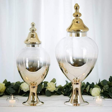 2 Glass Large Apothecary Jars with Lids