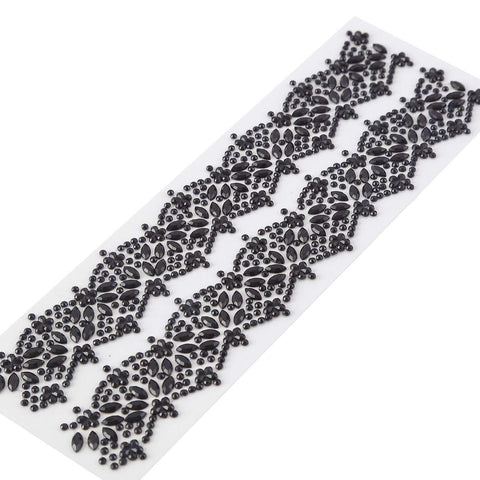 2 strips Stick on Floral Trim Self-Adhesive Gems