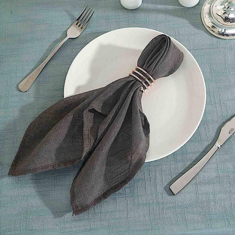 5 20x20 in Premium Polyester Faux Burlap Table Napkins
