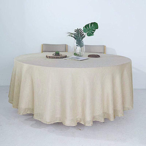 108" Round Premium Faux Burlap Polyester Tablecloth