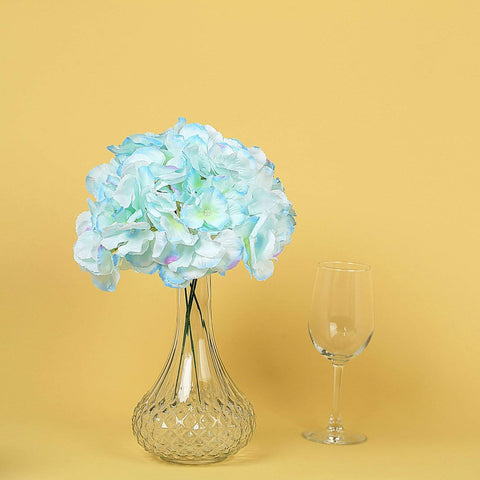 10 Silk Hydrangea Flower Heads with Stems