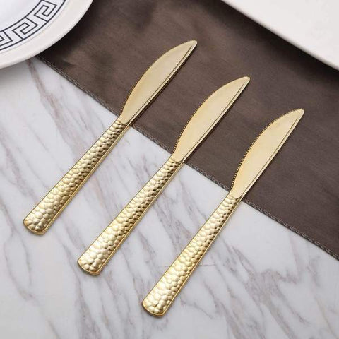 24 pcs 7 in long Hammered Design Disposable Plastic Party Knives