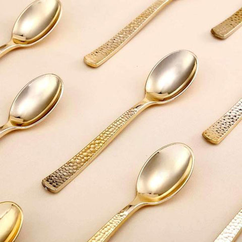 24 pcs 7 in long Hammered Design Disposable Plastic Party Spoons