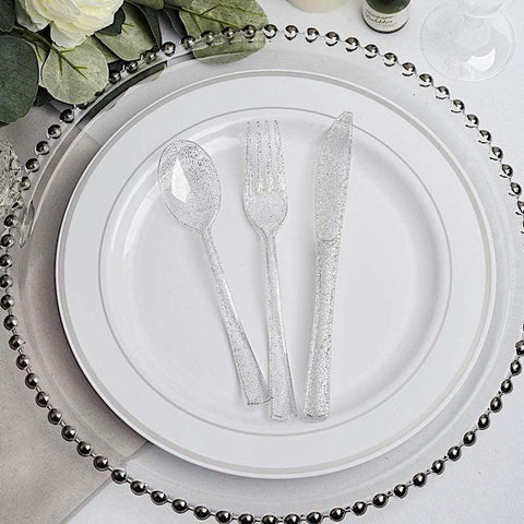 Disposable Plastic Party Spoons, Forks, and Knives Set