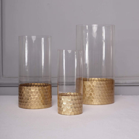 Glass Cylinder Honeycomb Rim Vases
