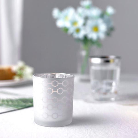 6 3" Metallic Honeycomb Mercury Glass Votive Candle Holders