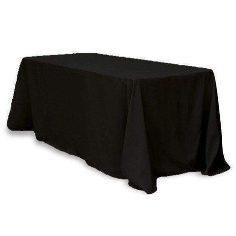 90" x 132" Black Premium Polyester Rectangular Tablecloth