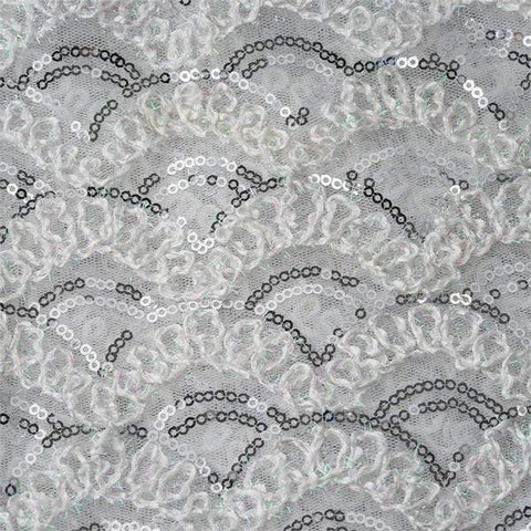 54 inch x 4 yards White Sequins and Lace on Tulle Fabric